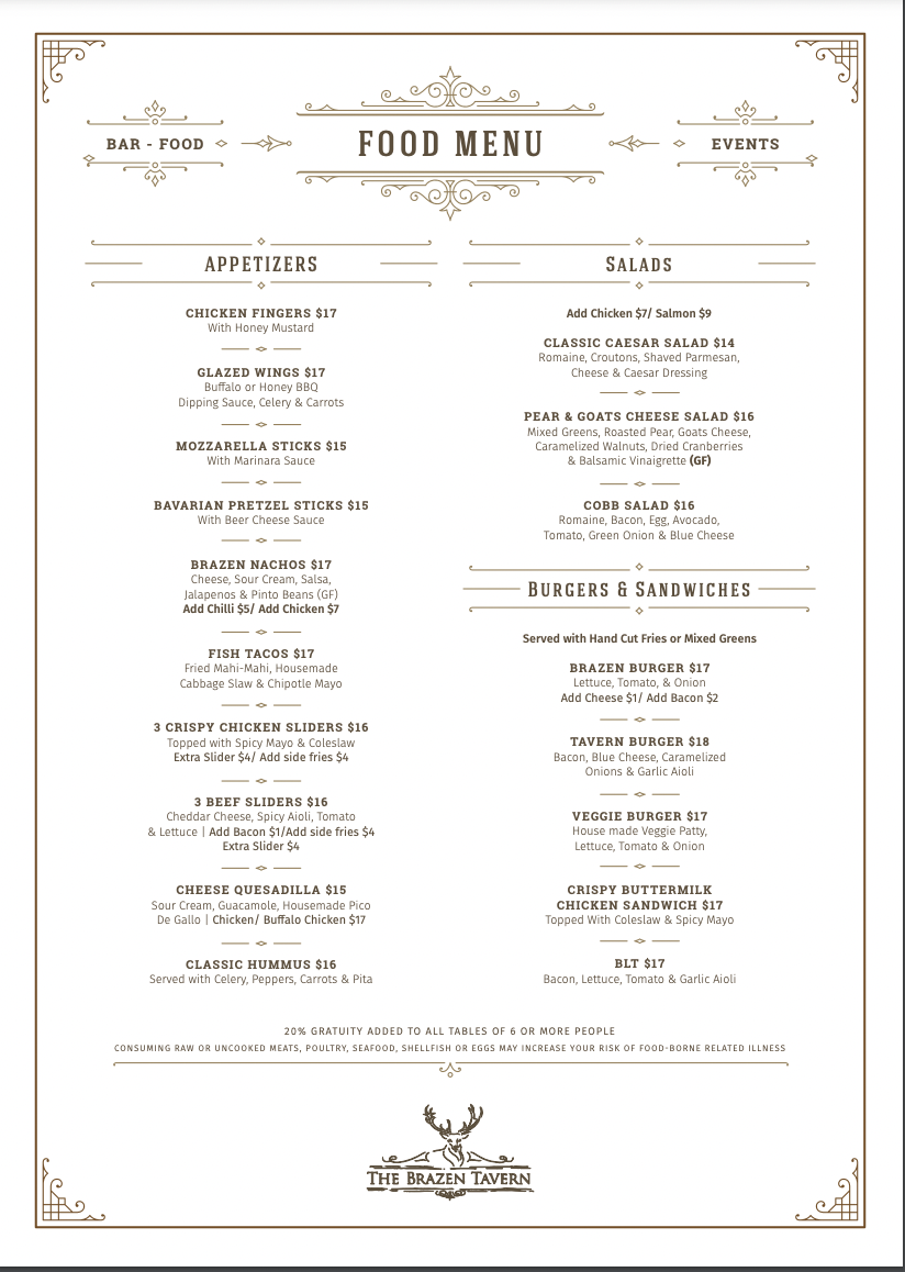 Menu The Brazen Tavern-2